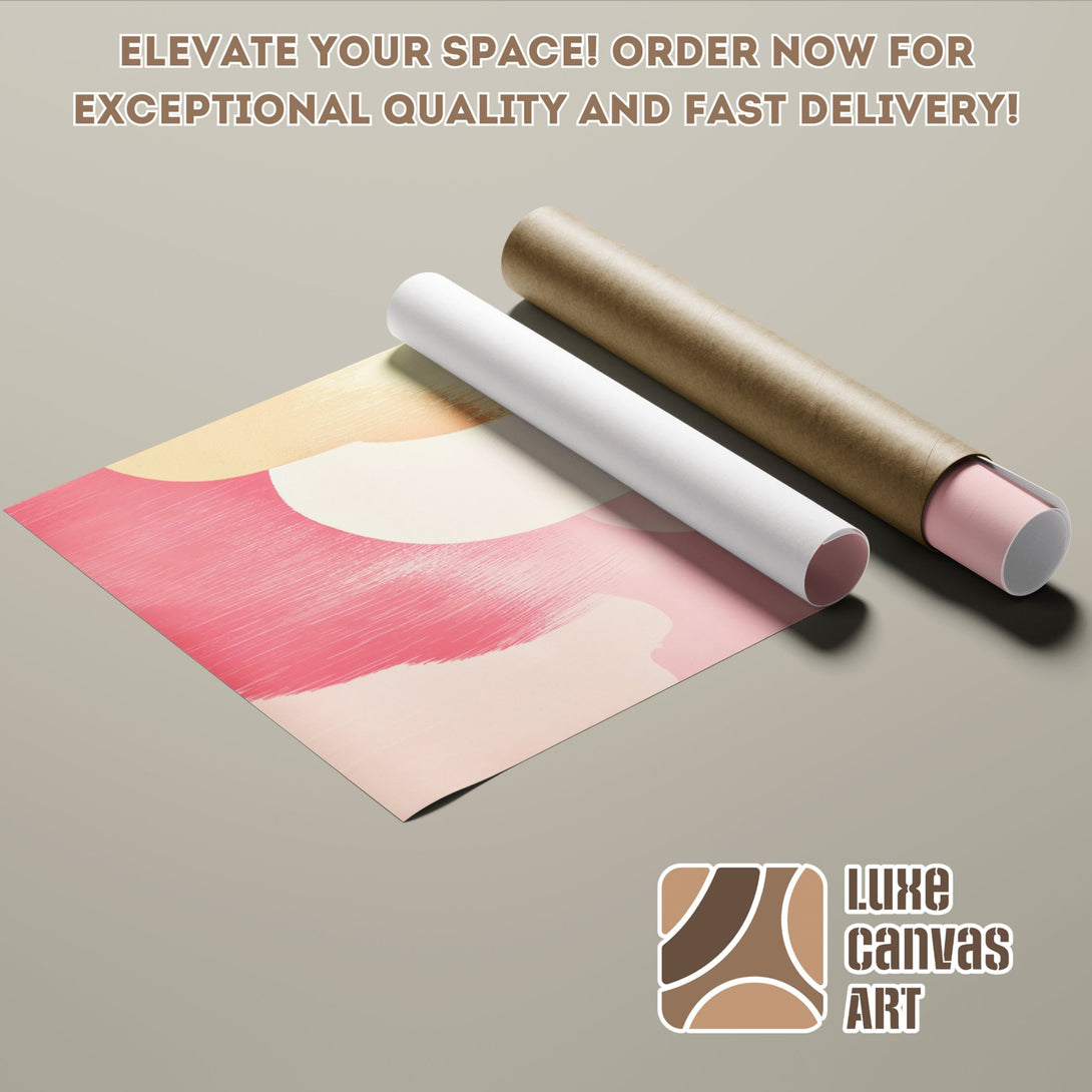 Abstract art poster roll in pink and beige tones. Elevate your space with this beautiful poster!