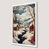 Winter Village Scene Art Poster - Cozy Snowy Cabin for Your Walls