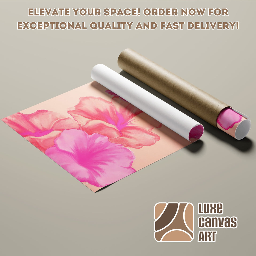 Floral Poster Roll in pinks & peaches, perfect for home decor. Shop now!