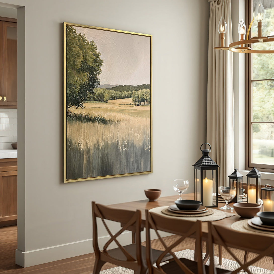 Canvas Print of a serene landscape painting in neutral tones. Perfect for adding a touch of nature-inspired art to your home decor.