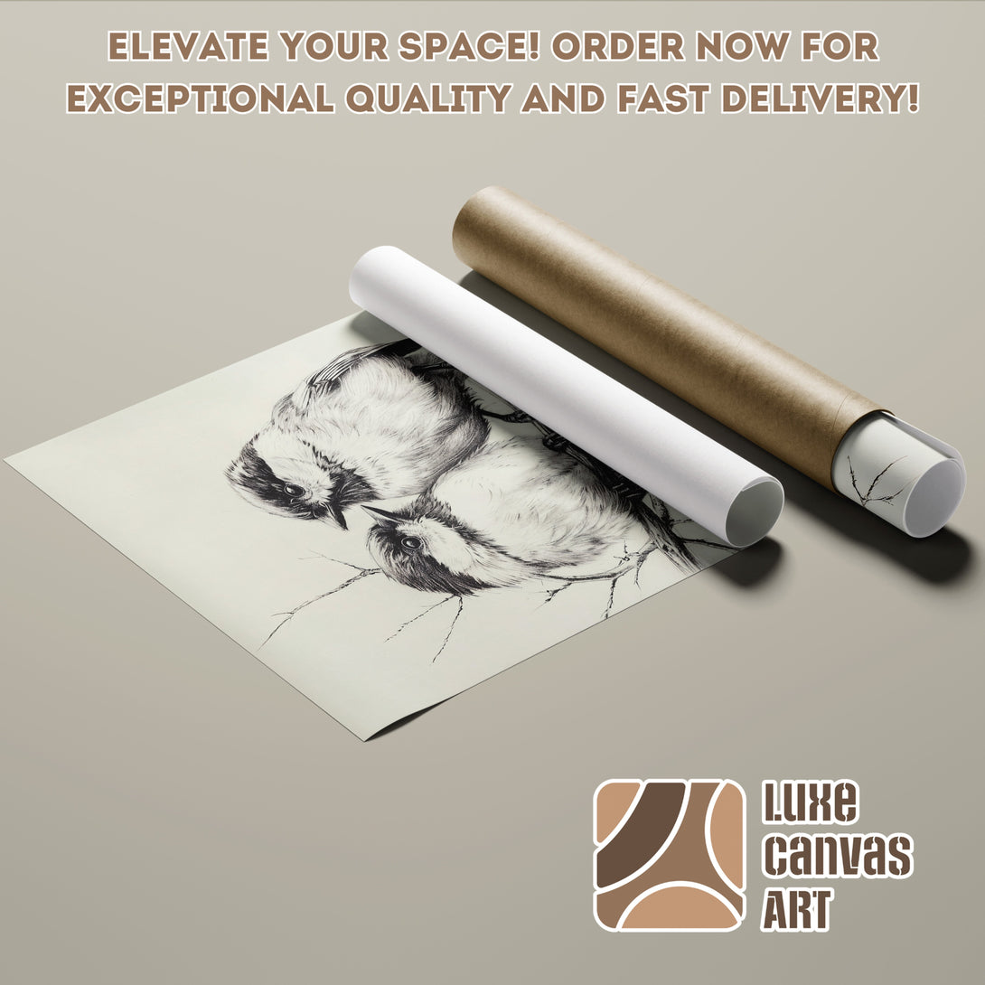 Poster Roll featuring a detailed bird sketch in a neutral color palette. Perfect art for your home! Order now!