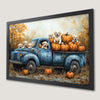 Autumn Blue Truck with Puppies Art Poster for Halloween