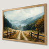 Misty Mountain Landscape Art Poster with Mystical Forest