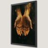 Black and Gold Palms Gothic Art Poster with Horror Hands