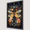 Dragonfly and Floral Art Poster - Botanical Bedroom Decor