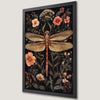 Dragonfly and Floral Art Poster - Botanical Wall Decor
