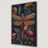 Dragonfly and Floral Botanical Framed Canvas Print