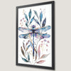 Dragonfly Botanical Watercolor Art Poster for Nature Lovers