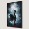 Dramatic Black Swan Canvas Print Misty Lake Painting Art