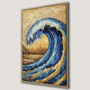 Dramatic Blue Ocean Wave Framed Canvas Print Art