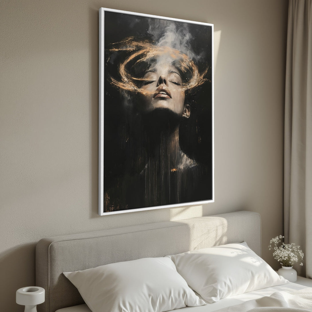 Framed Wall Art: Gothic cathedral canvas print, moody art with dark, dramatic colors. Perfect for adding a touch of mystery to your home decor.