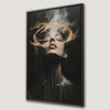 Dramatic Girl Smoke Effect Canvas Print with Mystical Halo