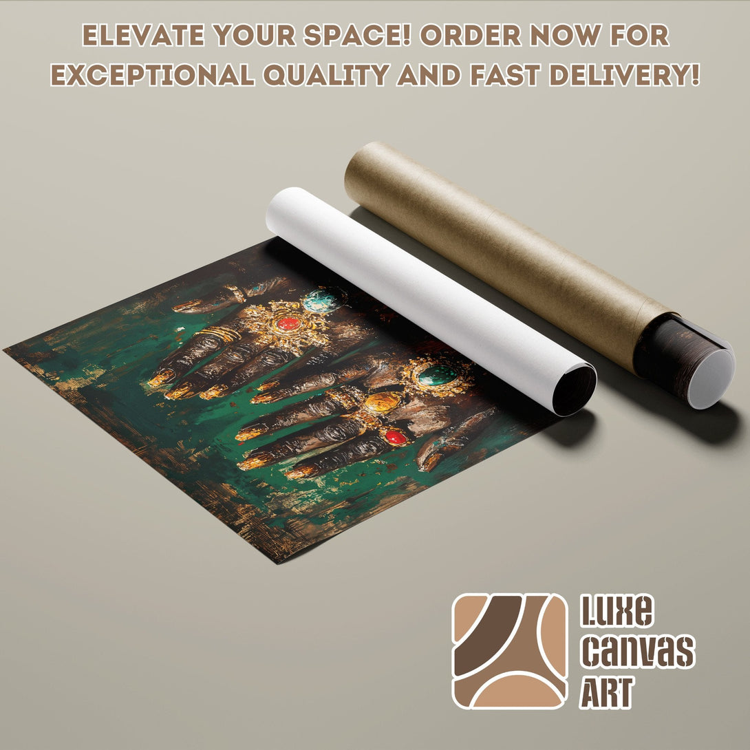 Artistic Poster Roll featuring a woman in red, neutral tones. Elevate your space with Luxe Canvas Art!