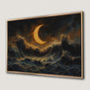 Dramatic Stormy Ocean and Crescent Moon Canvas Print
