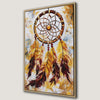 Dreamcatcher Art Framed Canvas Print with Yellow Red Feathers