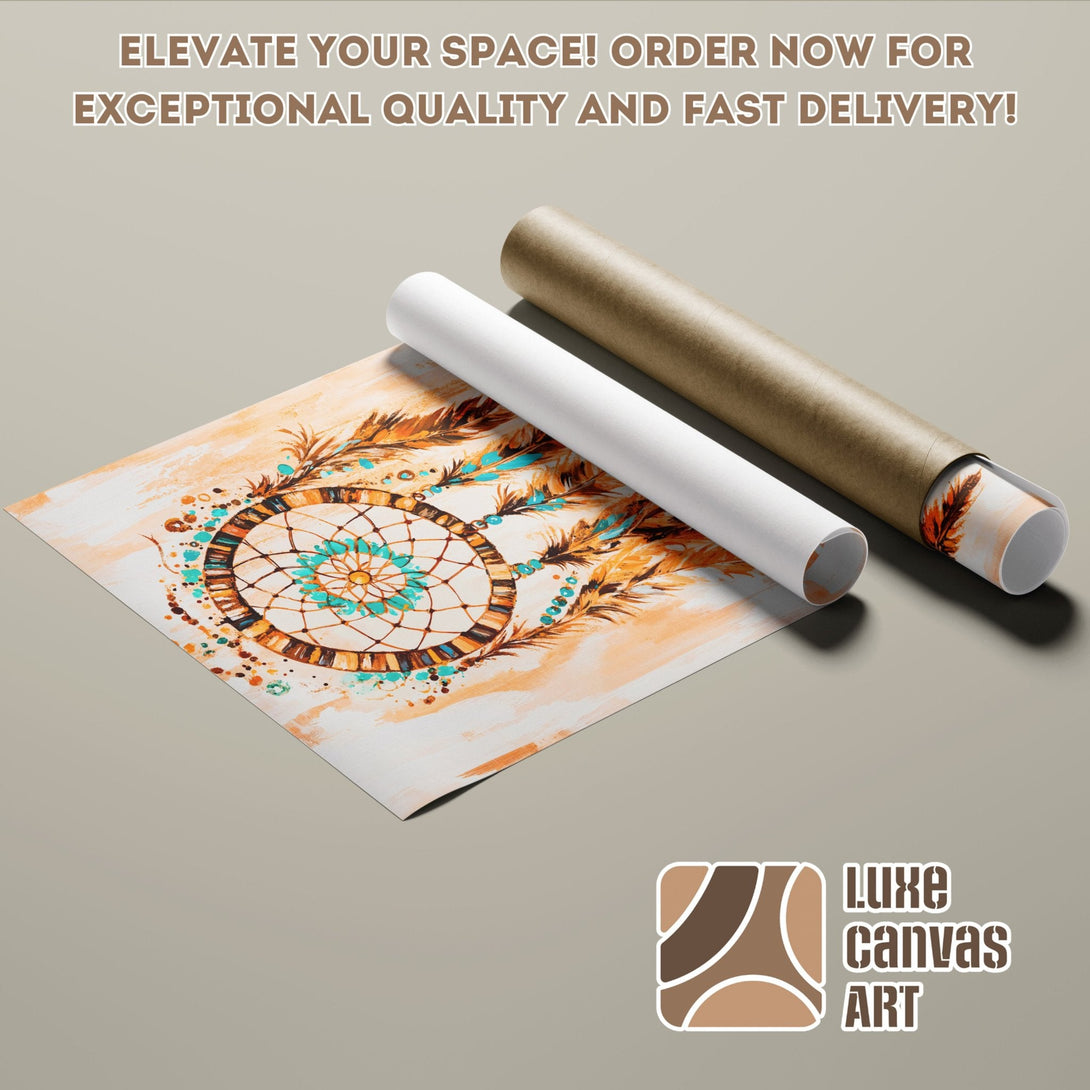 Dreamcatcher Poster Roll art print in warm earth tones. Elevate your space with this boho-chic wall art. Order now!