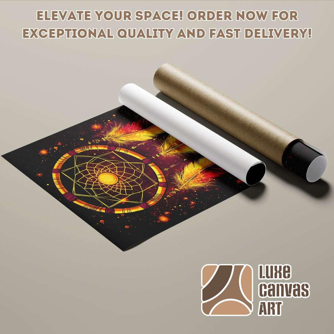Dreamcatcher Poster Roll art print in warm colors. Perfect wall decor for your space. Order now!