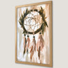 Dreamcatcher Art Poster with Green and Beige Feathers