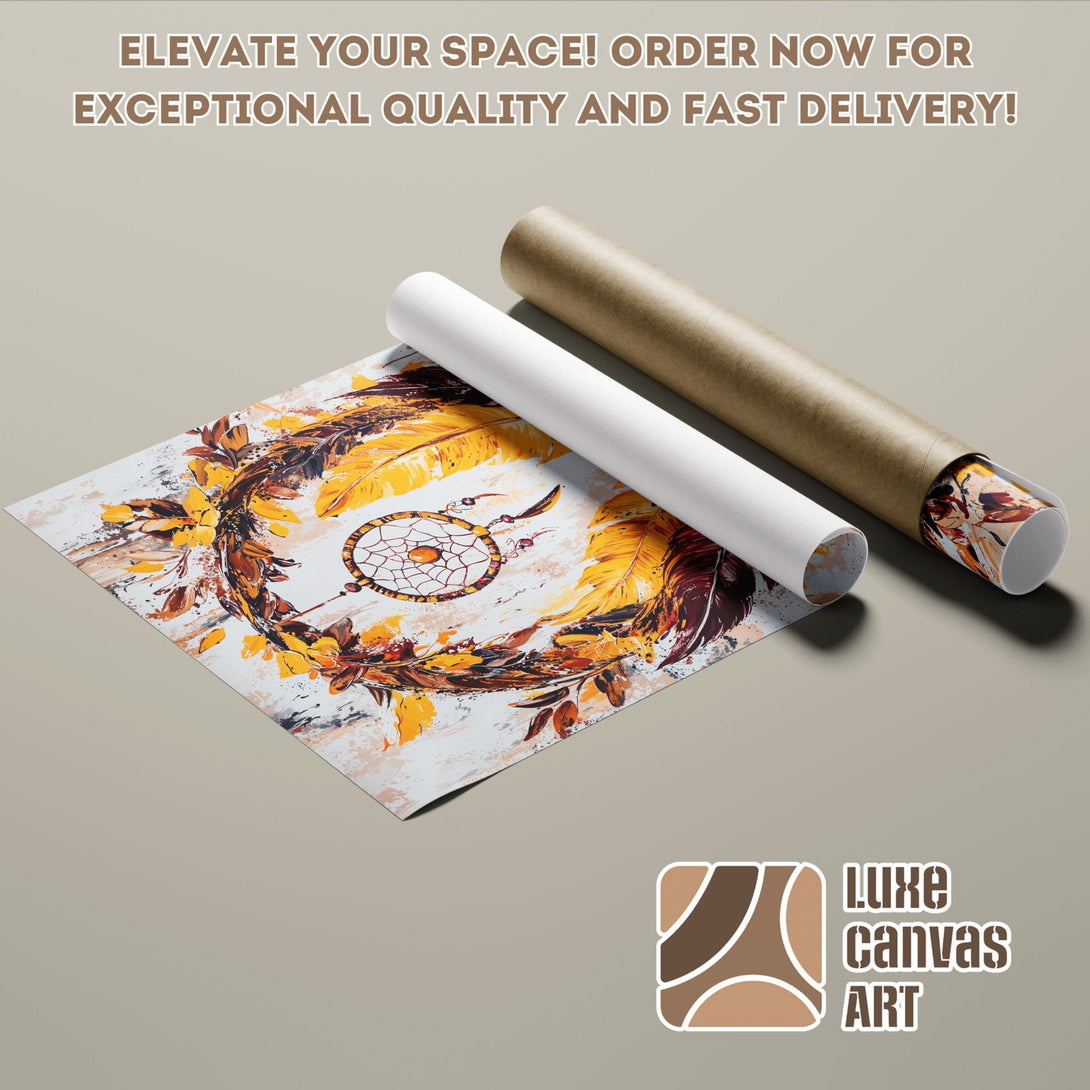 Dreamcatcher Poster Roll, warm color palette, perfect for adding bohemian style to your home decor. Order now!