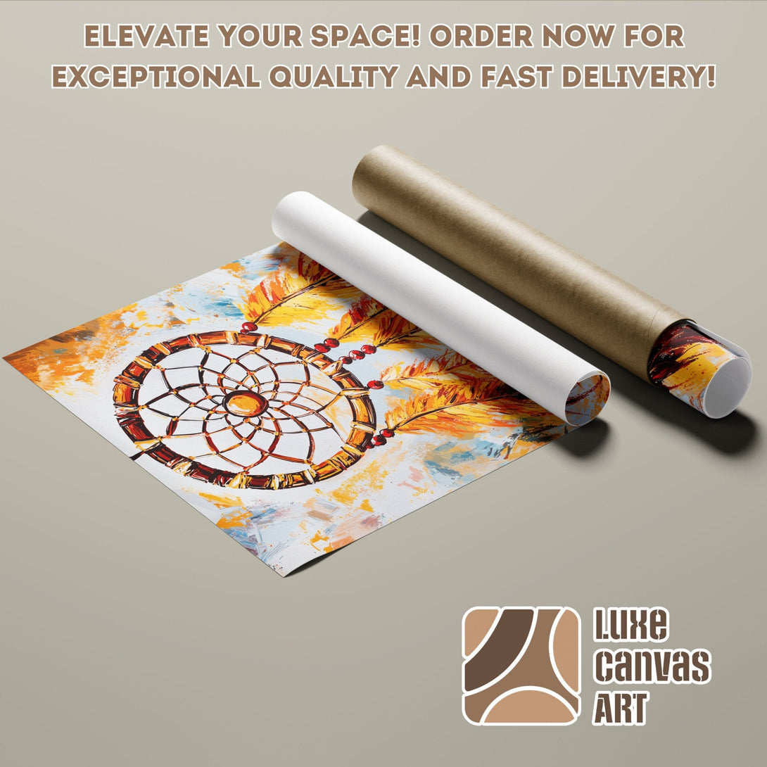 Dreamcatcher Poster Roll art in warm tones. Elevate your space with our high-quality, fast-delivery art prints!