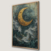 Dreamy Crescent Moon Ocean Waves Canvas Print Art