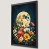 Dreamy Floral Full Moon Art Poster with Starry Night