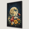 Dreamy Floral Full Moon Canvas Print with Starry Sky