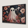 Dreamy Ghost and Pink Flowers Canvas Print Wall Art