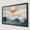 Dreamy Pink Clouds Over Blue Mountains Art Poster for Home