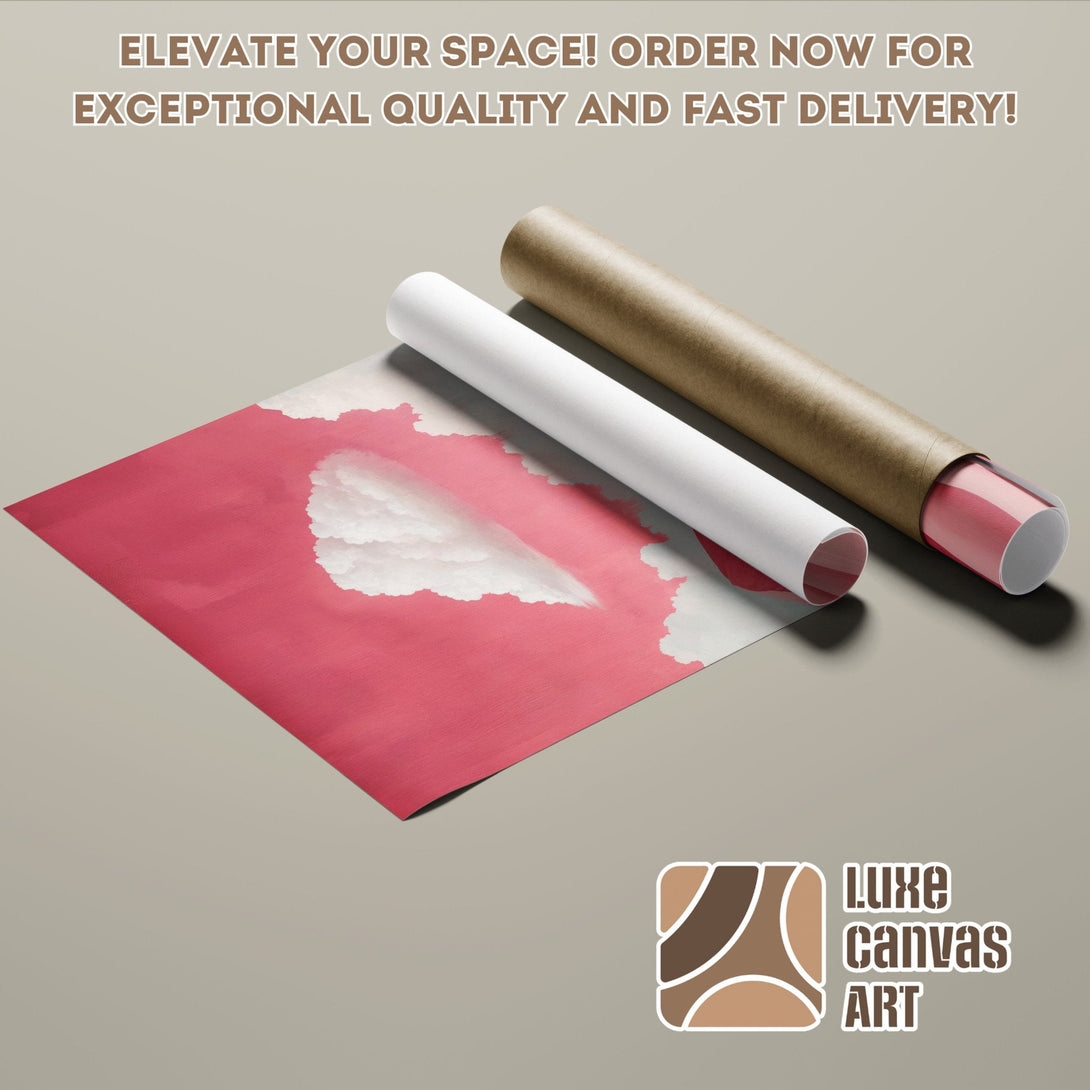 Abstract cloud Poster Roll art in pink and white. Elevate your space with Luxe Canvas Art!
