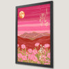 Dreamy Pink Mountain Landscape Art Poster for Serene Decor