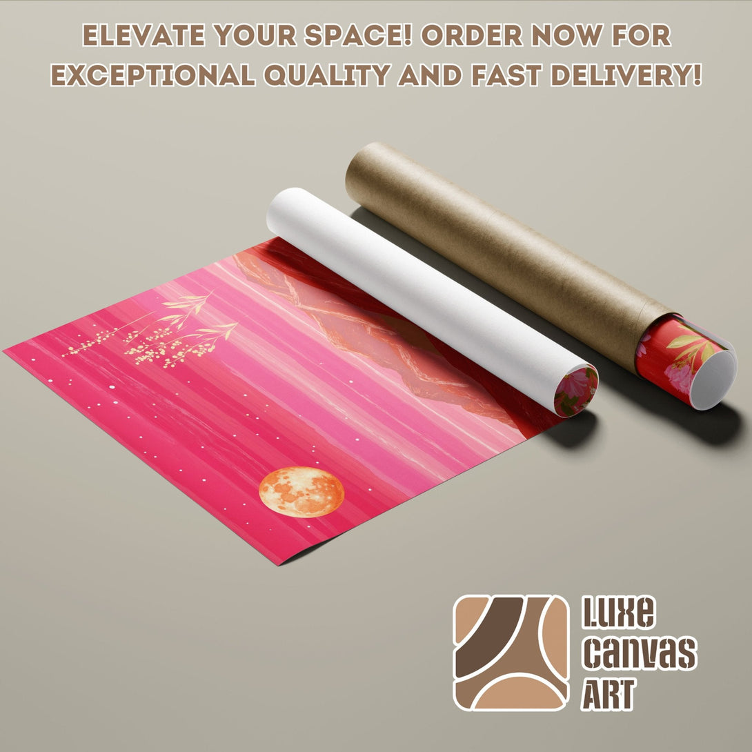 Abstract art Poster Roll with pink & orange color palette, perfect for modern home decor. Order yours today!