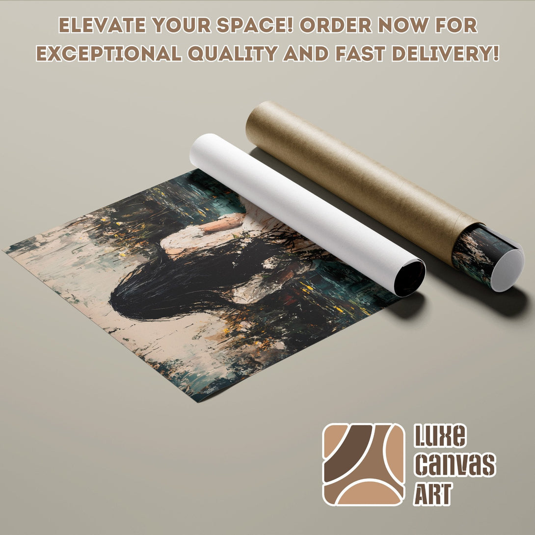Abstract art poster roll with a dark color palette. Elevate your space with this beautiful poster!