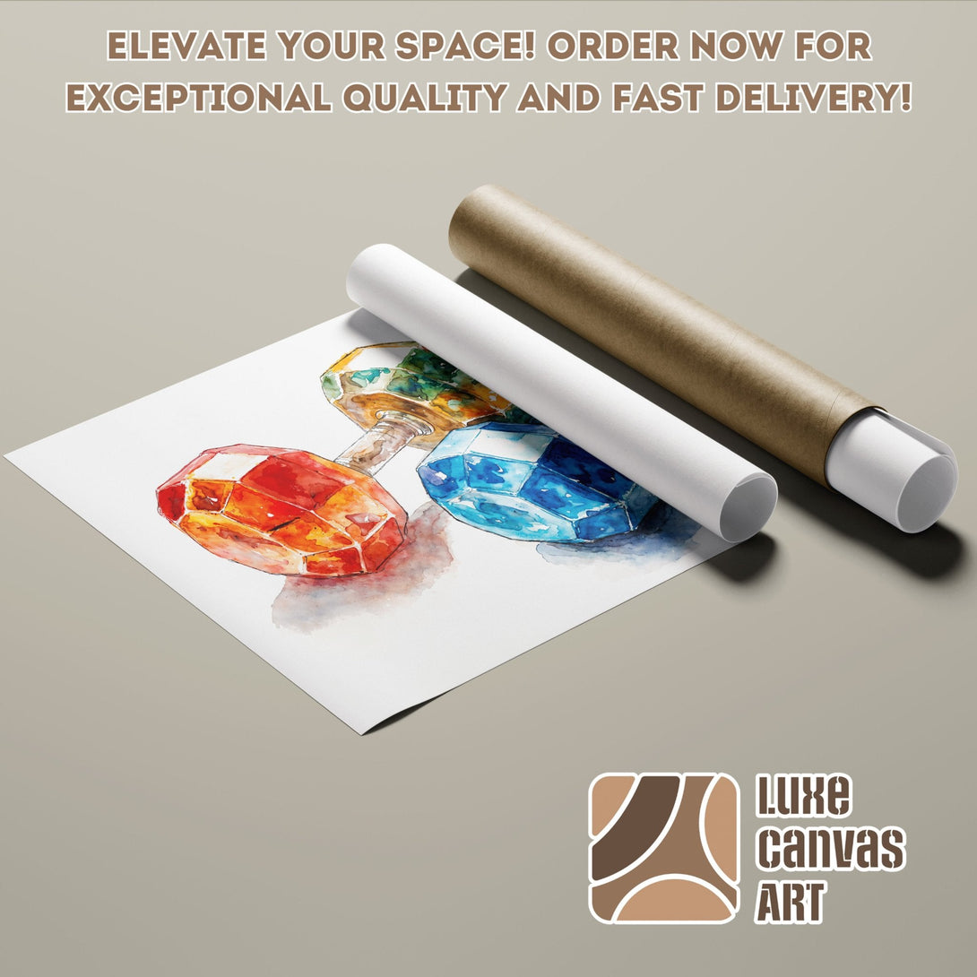 Watercolor gem Poster Roll art, vibrant colors, perfect for home decor. Order now!