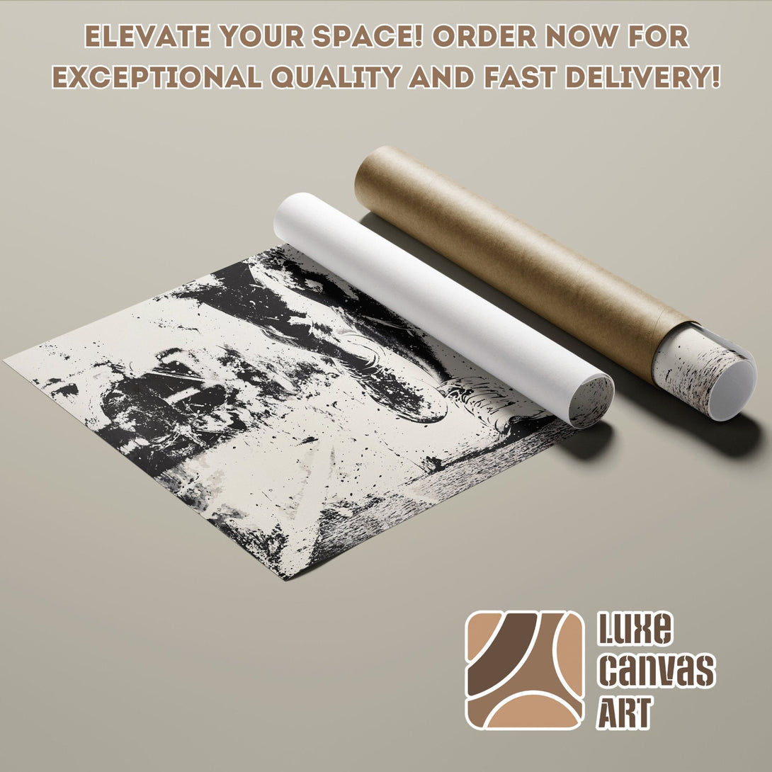 Abstract black and white Poster Roll art, neutral color palette. Elevate your space!