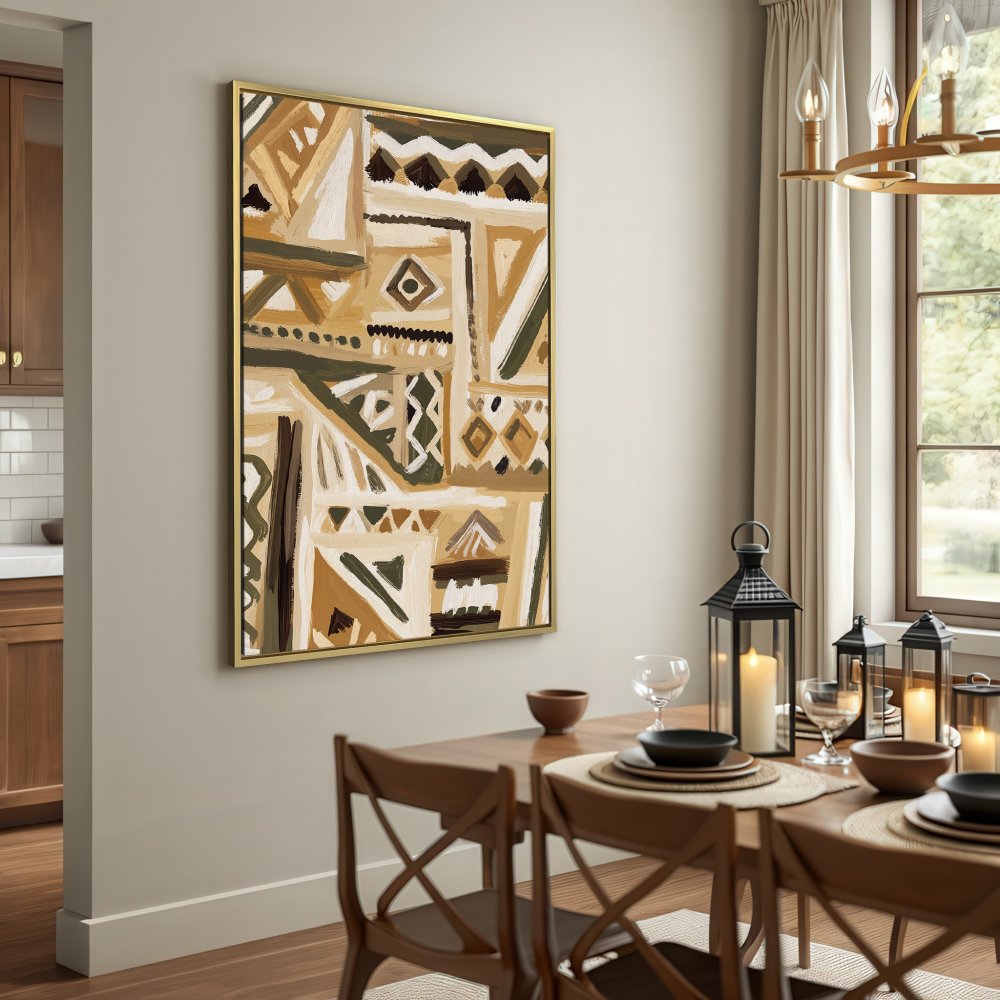 Abstract Canvas Print in earthy tones. Modern geometric art with a neutral color palette. Elevate your space with stylish wall decor!