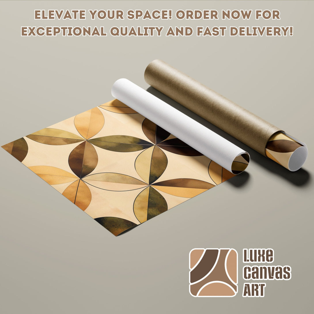 Geometric abstract Poster Roll in warm earth tones. Elevate your space!