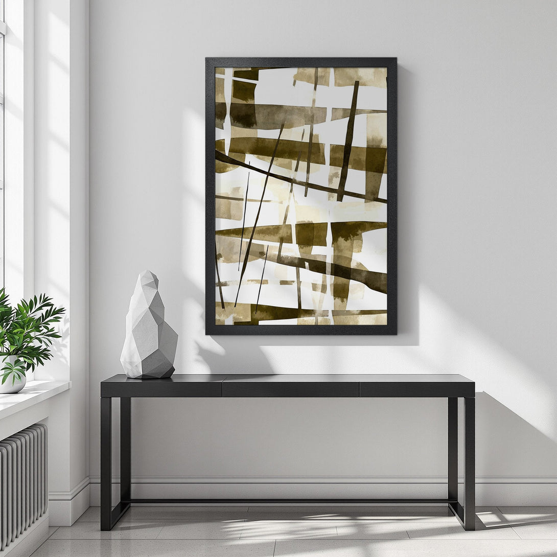 Framed Poster featuring abstract art in neutral tones. Modern wall decor with a minimalist style. Perfect for home or office.