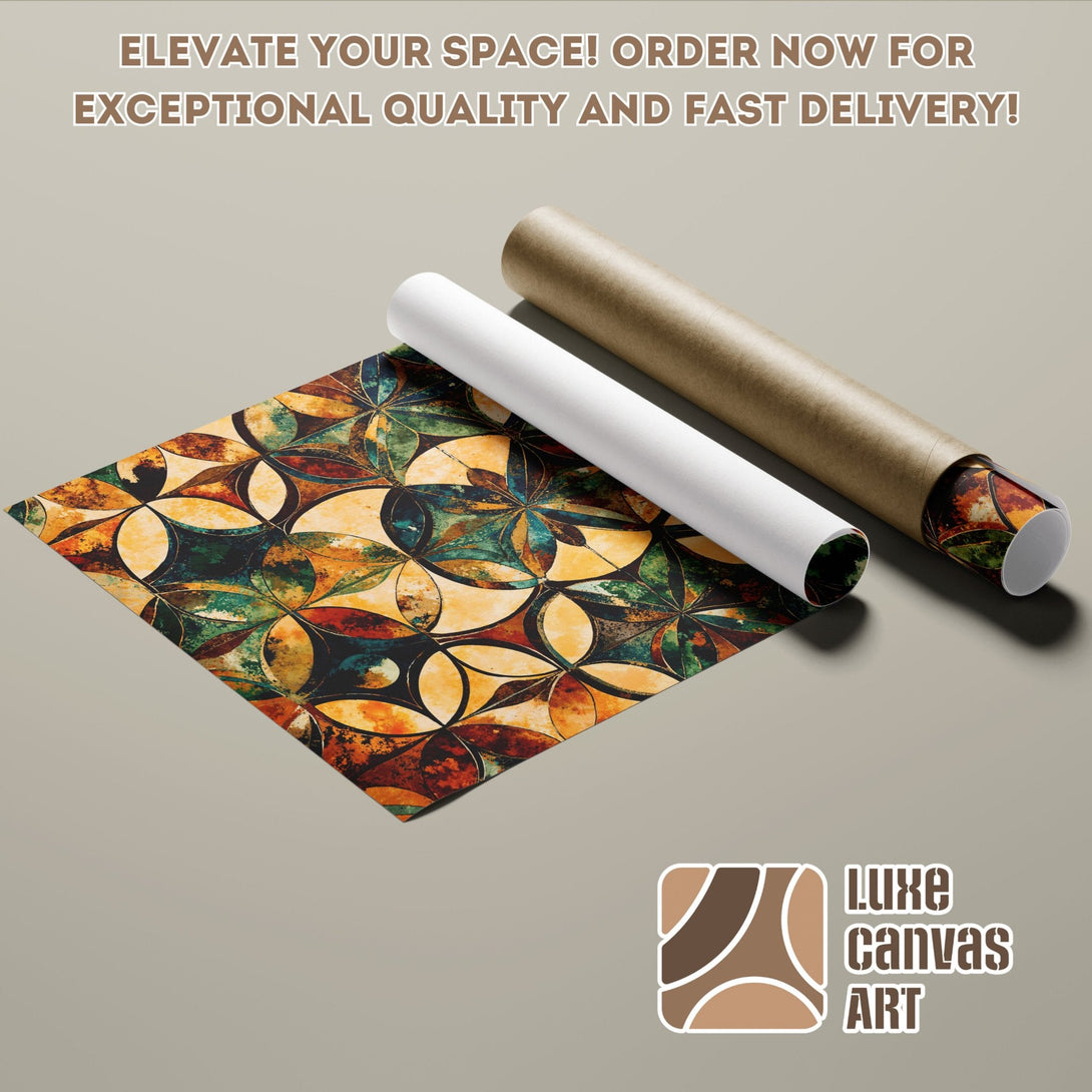 Abstract floral Poster Roll art in warm earth tones. Elevate your space!