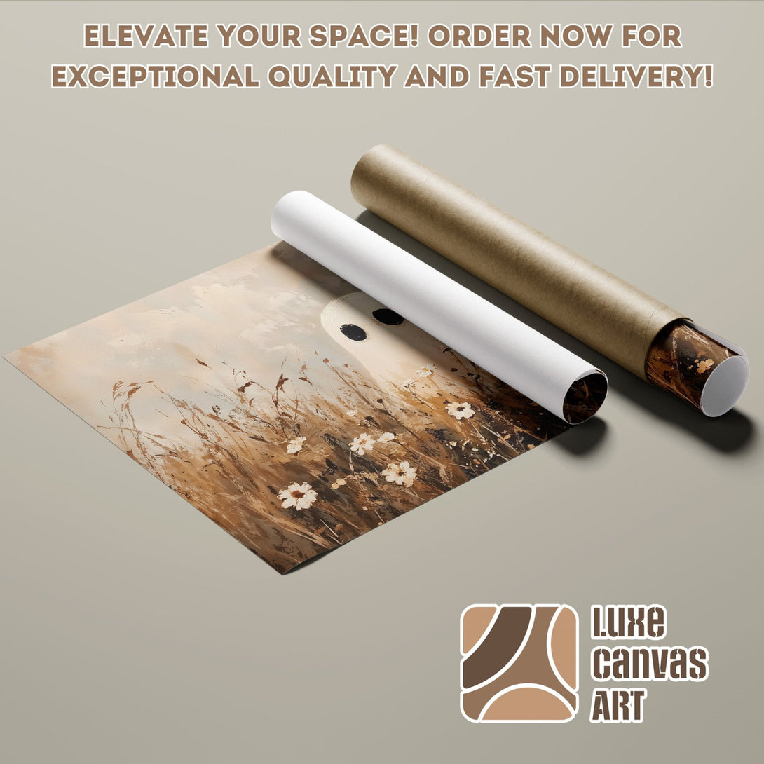 Abstract floral Poster Roll art in neutral tones. Elevate your space! Order now!