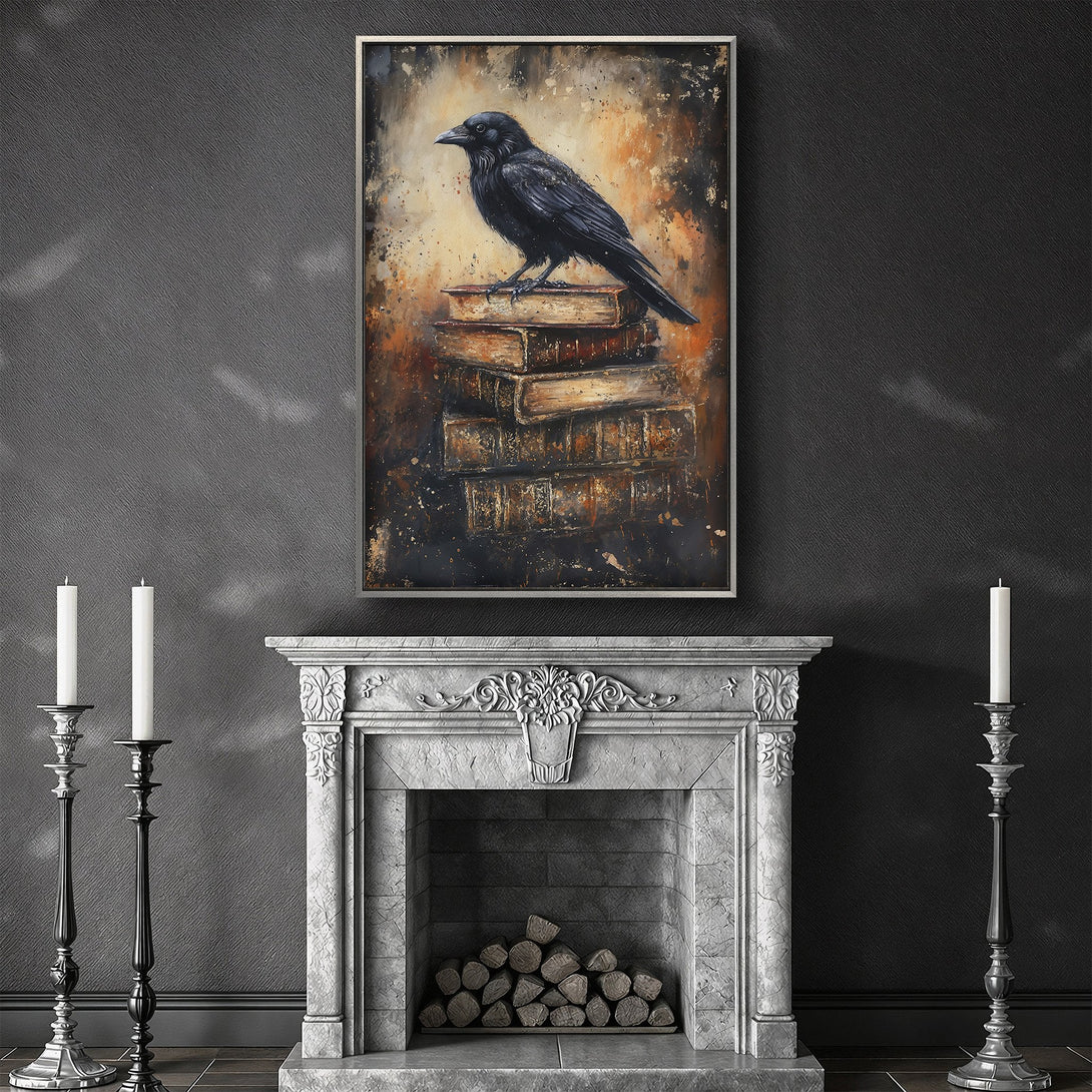 Framed Wall Art: Portrait of a woman with gold jewelry, dark and moody style, gold and emerald accents on a black and gray palette. Elevate your space!