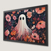Eerie Ghost with Pink Flowers Art Poster for Halloween