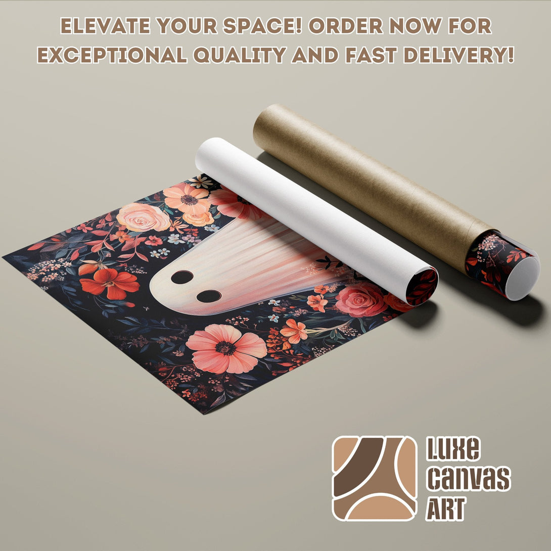 Floral Poster Roll with ghost design in dark and warm colors. Elevate your space!