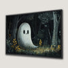 Eerie Haunted Forest Canvas Print with Ghostly Figure