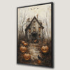 Eerie Haunted House Canvas Print with Spooky Halloween Art