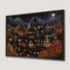 Eerie Haunted Village Canvas Print with Jack O Lanterns