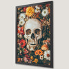 Eerie Skull in Vibrant Flowers Art Poster - Gothic Wall Decor
