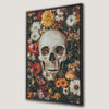 Eerie Skull in Vibrant Flowers Canvas Print Gothic Decor