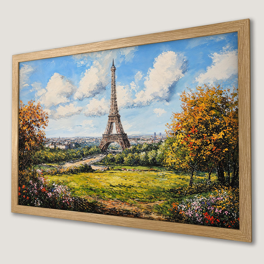 Framed Poster of Eiffel Tower in impressionist style with a vibrant, colorful palette. Perfect wall art!