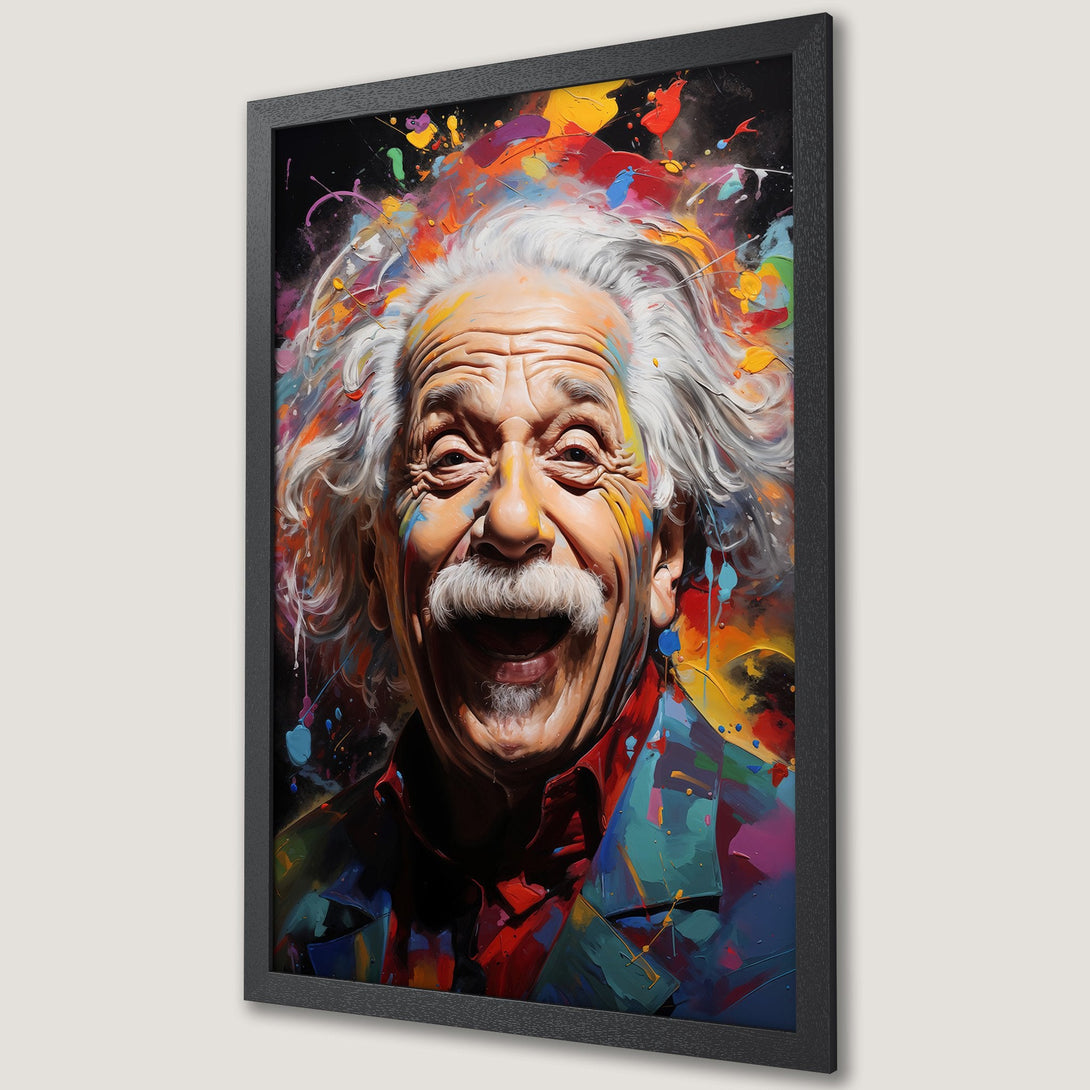 Framed Poster of Einstein portrait, vibrant abstract art with a colorful palette. Perfect wall art for your home!